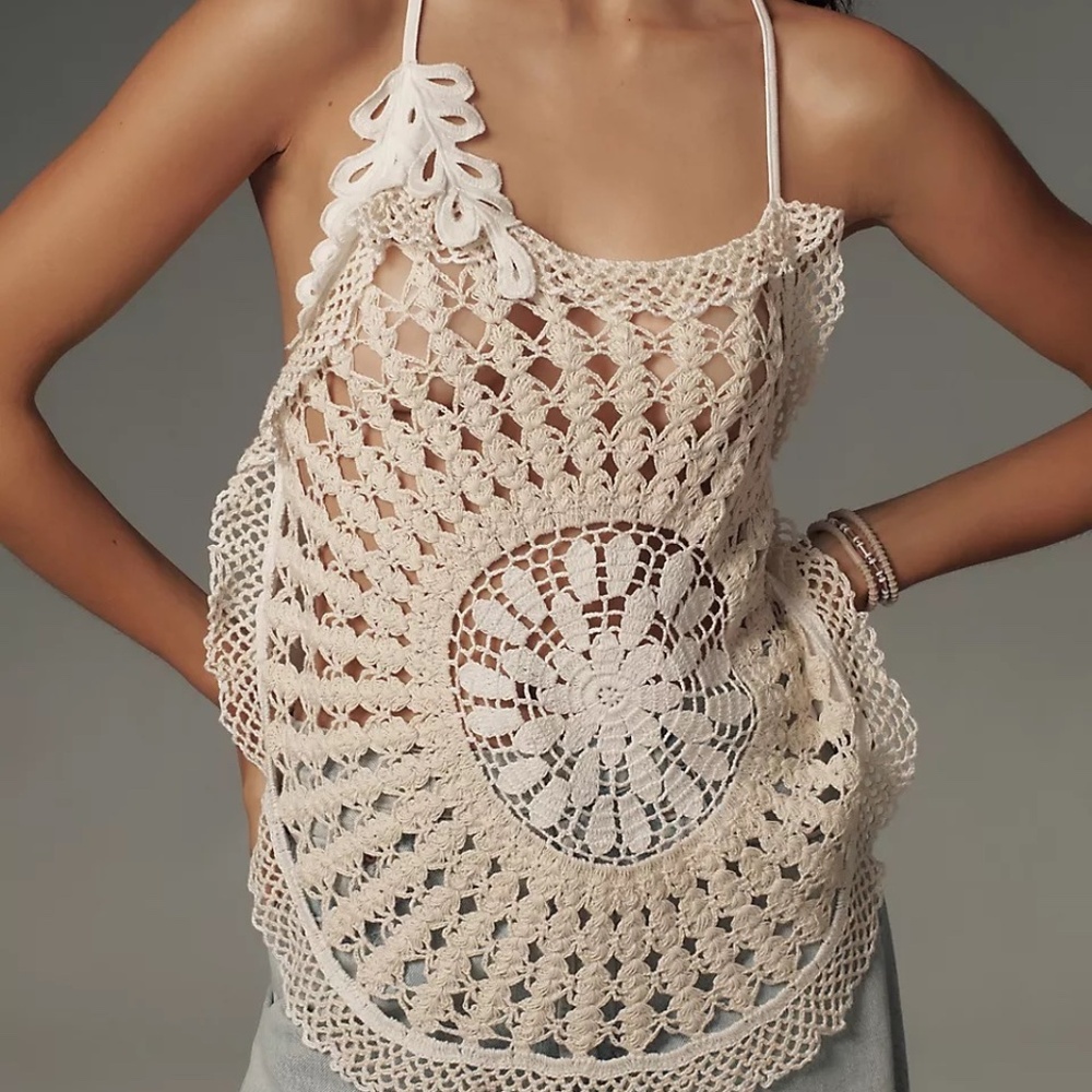 NWT Anthropologie Pieced Crochet Sweater Tank XL - Picture 4 of 4